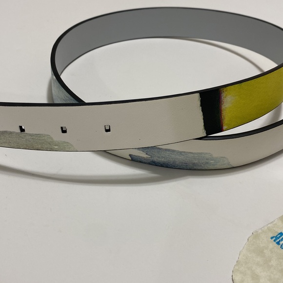 Calvin Klein Womens Belt NWT Silver Hardware Neon White Turquoise Medium - Picture 3 of 11